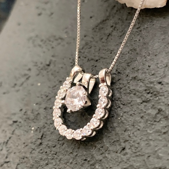 Sterling Silver 2 piece pendant necklace with Genuine Crystals - Picture 2 of 5